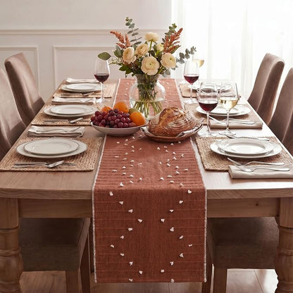 Artoid Mode Caramel Farmhouse Rustic Cotton Woven Table Runner, Seasonal Fall - Image 3