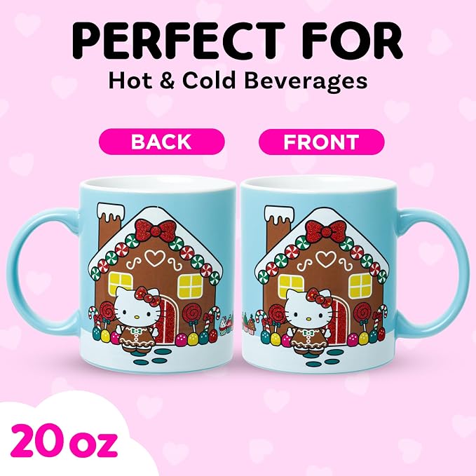 Silver Buffalo Sanrio Hello Kitty Gingerbread House, Ceramic Mug, 20oz | Holiday - Image 2