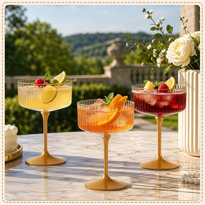 12PCS Plastic Martini Glasses, Unbreakable Reusable Champagne Coupe, Removable - Image 5