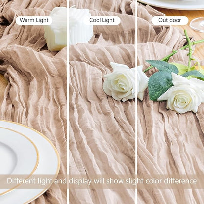 Asee'm Nude Pink Cheesecloth Table Runner Summer Boho Rustic Gauze 10FT | Fall - Image 5