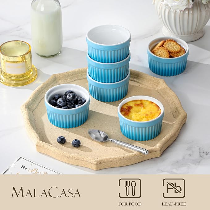 MALACASA Ramekins 4 oz Oven Safe, Small Ceramic Souffle Dishes - Image 3