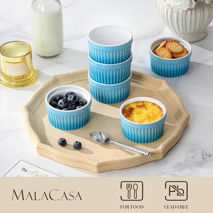 MALACASA Ramekins 4 oz Oven Safe, Small Ceramic Souffle Dishes - Image 3
