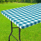 Smiry Rectangle Picnic Table Cloth, Elastic Waterproof Fitted Vinyl Tablecloths, Flannel Backed Buffalo Plaid Table Covers for Dining, Camping, Outdoor (White and Turquoise, 30" x 48")
