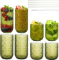 Green Drinking Glasses Set of 8, 12 Oz Highball & 10 Oz Cocktail Glasses by FERAHI