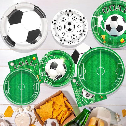 60PCS Soccer Paper Plates and Napkins Party Supply Serves 20 | Disposable - Image 4