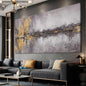 Abstract Wall Art Framed Canvas Wall Decor Gold Grey Pictures Vintage Prints Artwork for Living Room Dinning Room 29"x58"