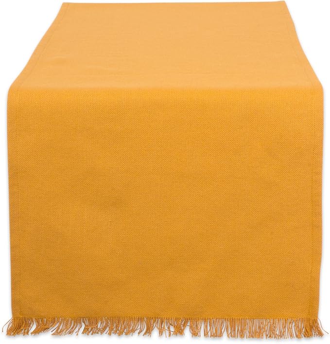 DII Everyday Collection, Fringed Solid Tabletop, Table Runner, Pumpkin Spice by DII