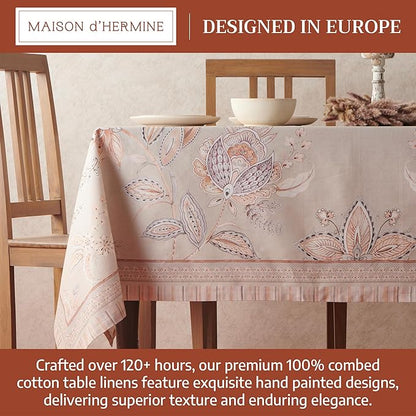 Maison d' Hermine Premium Table Cloth Square Table 100% Combed Cotton 70 x 70 Inches Tablecloth Reusable Decorative for Dining Room, Farmhouse, Home, Party, Festive & Wedding - Society Florals