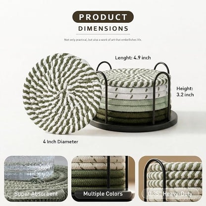 Lazebox Coasters Set of 8 for Drinks, 4 Inch Large Coasters for Coffee Table - Image 4