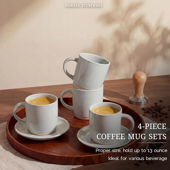 HaWare 13OZ Coffee Mugs Set of 4, Stoneware Coffee Cups - Image 3