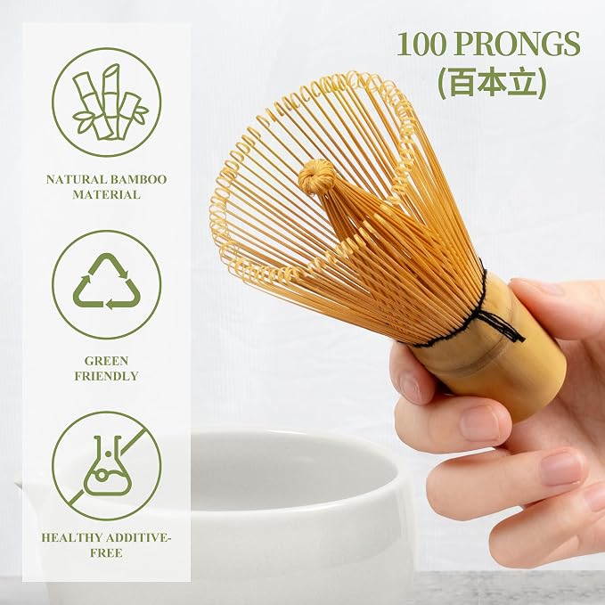 YIBO Matcha Whisk Set White, Matcha Set Kit Includes Ceramic Matcha Bowl - Image 2