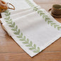 Embroidered Table Runner, Light Green Table Runners 48 Inches Long | Linen by Aoztio