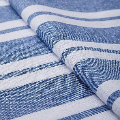 Encasa XO Table Runner, Woven Cotton Dining Runner 13"x91" Franca Blue Stripes - Image 5