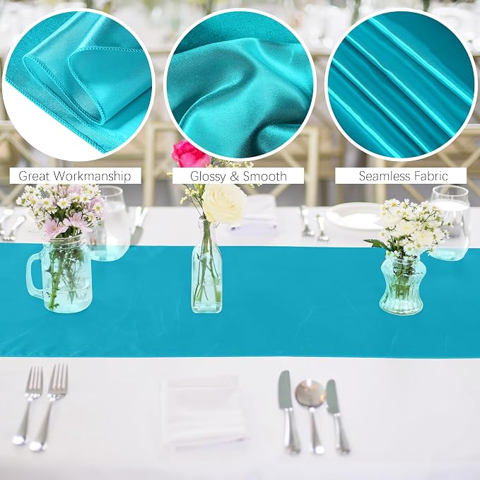 Aneco 4 Pack Satin Table Runner 12 x 108 Inch Long Bright Silk and Smooth - Image 3