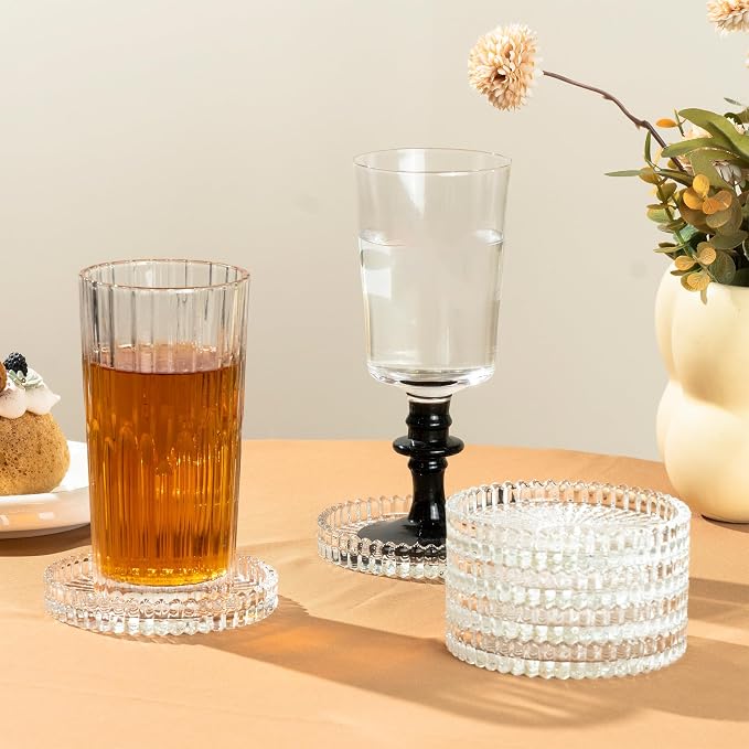 Modern Clear Coaster Set of 6- Glass Coasters - Image 9