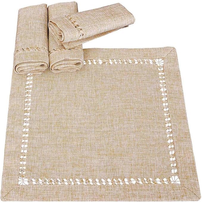 Grelucgo Handmade Hemstitch Beige Napkins - Image 2