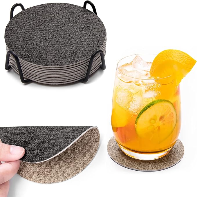 Faux Leather Drink Coasters by Chitomars