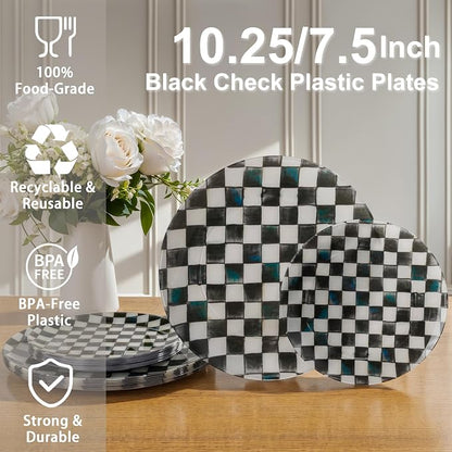 U-QE 20PCS Black Plastic Plates - Image 2