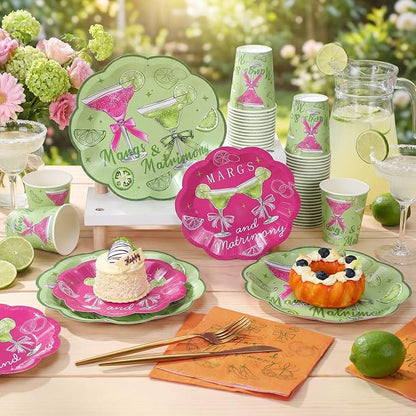 250 Pcs Margs and Matrimony Disposable Paper Plates and Napkins | Margarita - Image 4