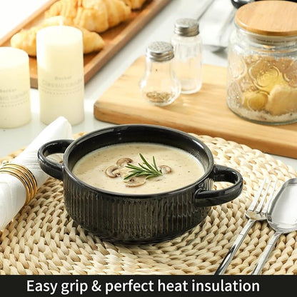Soup Bowls with Handles, 23 oz French Onion Soup Crocks, Stackable Soup Bowl - Image 6