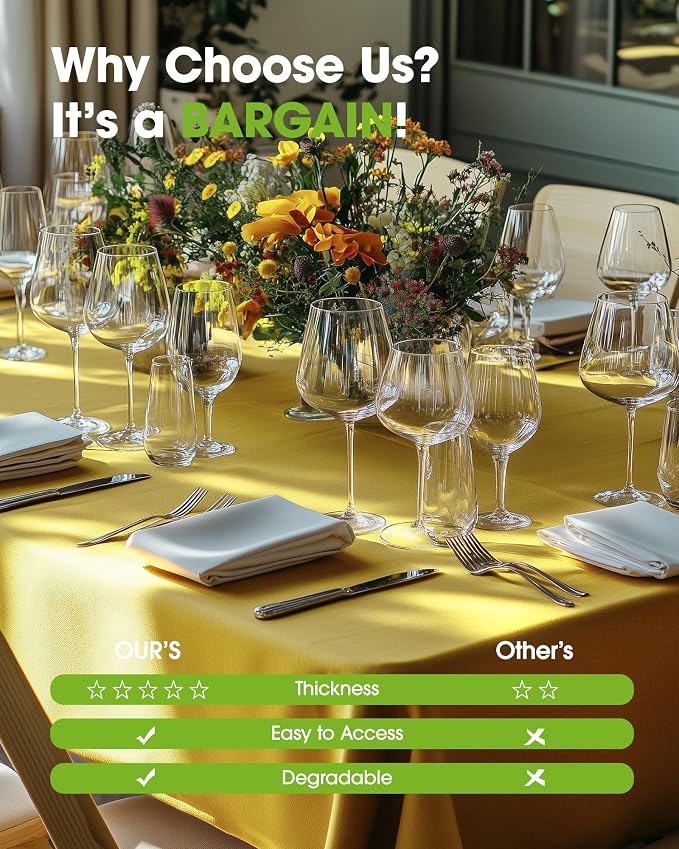 Pureegg Plastic Table Cloth Disposable 12 Pack, 54 x 108 Inch Table Cloths - Image 6