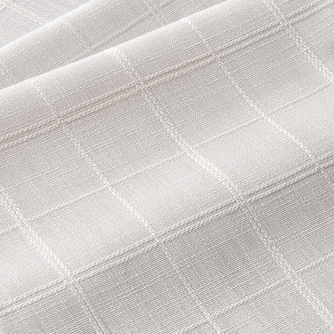Linen Textured Table Runner, Machine Washable, Farmhouse Neutral Checked table - Image 3
