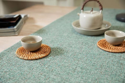 Burlap Style Farmhouse Table Runner, 14x60 Inches Mineral Green | Thick Durable - Image 5