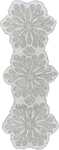 Handmade Beaded Table Runner 13x36 Inch – Silver & White Floral Beaded Runner by ALPHALivingHOME