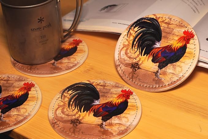 Vintage Rooster Coasters for Drinks - Image 3