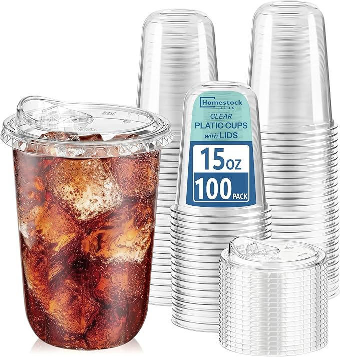 Homestockplus 15 oz Clear Plastic Cups by Homestockplus
