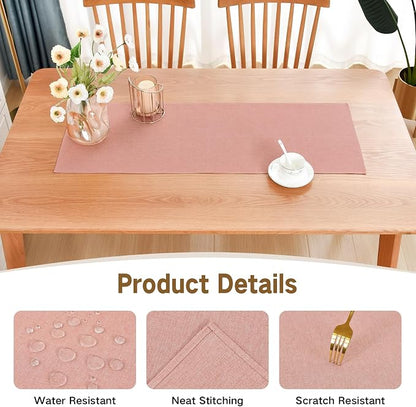 Faux Linen Small Table Runner Water Resistant 13 x 36 in, Coffee Table Runner - Image 3