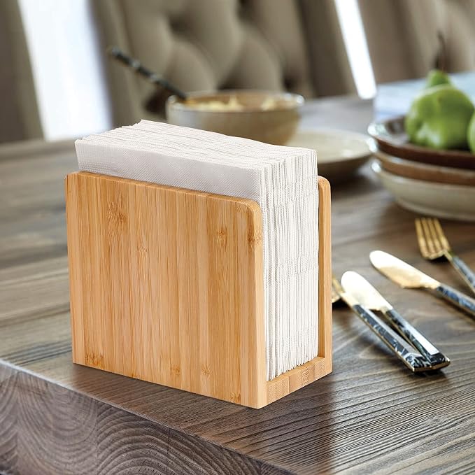 MaxGear Bamboo Napkin Holder for Tables, Wooden Tabletop Tissue Holder | Fits - Image 8