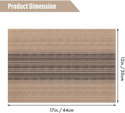 Winknowl Placemats Set of 8, Washable Vinyl Woven Placemats, Heat Resistant & Wipeable Table Mats for Kitchen Dining Table (Brown)