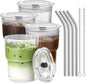 TUZAZO 13 Oz Ribbed Glass Coffee Tumblers by TUZAZO