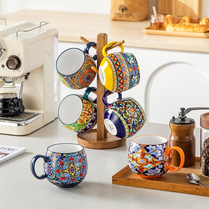 vancasso Coffee Mugs Set of 6, 18oz Ceramic Coffee Cups, Colorful | Porcelain - Image 9