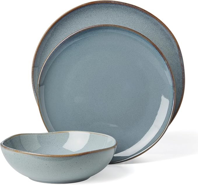 Oneida 897199 Organic Shades 12-Piece Dinnerware Set, Slate Blue - Image 2