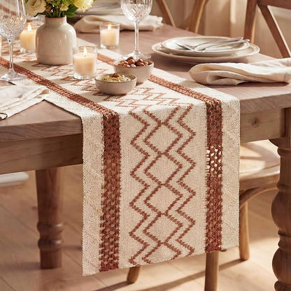 Artoid Mode Caramel Stripe Diamond Woven Table Runner 12x72 Inch | Holiday by ArtoidMode
