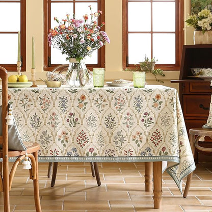 ISAENNE Designer Linen Tablecloth Rectangular,Western Colorful Floral Indoor Table Cloth,Wrinkle Resistant Decor Tablecloths for Dining Thanksgiving Kitchen Christmas,55"*87"-Serenity B