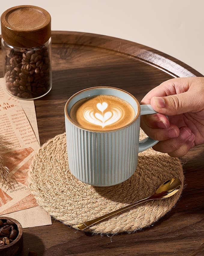 famiware Star Coffee Mug Set for 6, Handcrafted 12 oz Ceramic Stoneware Mugs - Image 2