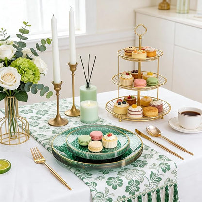 Rubtlamp 175 Pcs Green Plastic Plates Dinnerware Set (25 Guests), Hammered Plates Sets, Green Plastic Party Plates Set include 50 Disposable Plates Set, 75 Gold Plastic Silverware, 25 Cups 25 Napkins