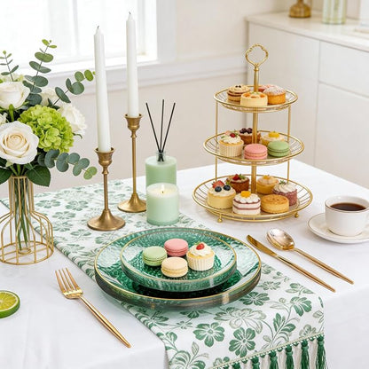 Rubtlamp 175 Pcs Green Plastic Plates Dinnerware Set, Hammered Plates Sets - Image 6