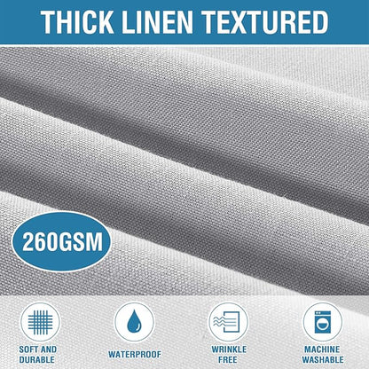 H.VERSAILTEX Linen Textured Table Cloths 60 x 120 Inch Premium Solid Tablecloth Spill-Proof Waterproof Table Cover for Dining Buffet Feature Extra Soft and Thick Fabric Wrinkle Free, Grey