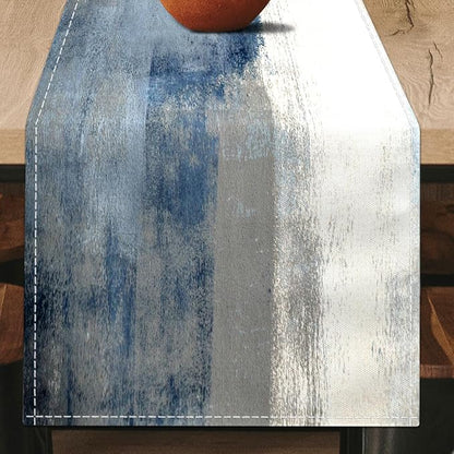 White Gray Table Runners Modern Art Farmhouse Linen Table Runners Dresser - Image 2
