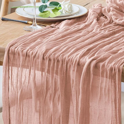 Cheesecloth Table Runner 10FT Dusty Pink Summer Boho Gauze Sheer Runners | by Xiomot