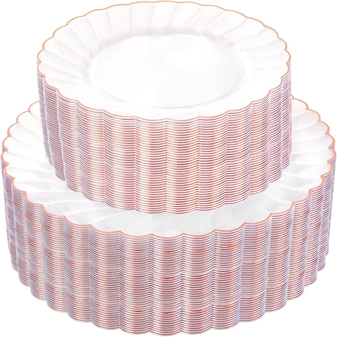 YOUBET 100PCS Rose Gold Plastic Plates by YOUBET