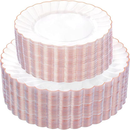 YOUBET 100PCS Rose Gold Plastic Plates by YOUBET