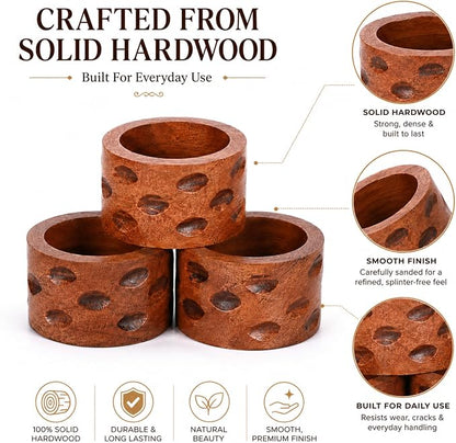 Handcrafted Wooden Napkin Rings Set of 12, Hardwood Dinner Napkin Holders - Image 8