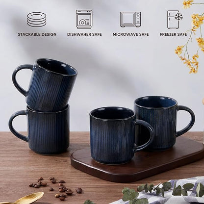 E-far Coffee Mugs Set of 4, 12 oz Stoneware Coffee Cups - Image 8