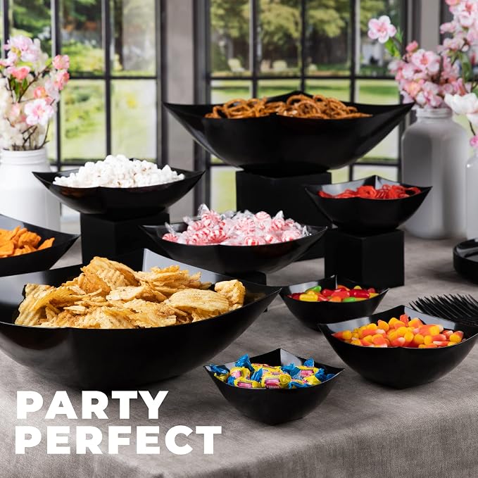 PLASTICPRO Disposable Square Serving Bowls, Party Snack or Salad Bowl, Plastic - Image 2