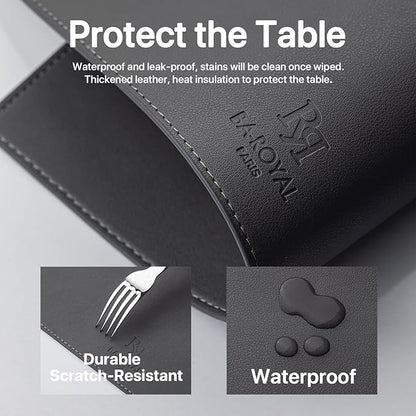 Faux Leather Placemats Set of 6 Vinyl Washable Wipeable Table Mats for Kitchen Dining Table Heat Resistant Waterproof Modern Indoor/Outdoor Placemats Non-Slip Easy Clean Place Mats (Dark Gray)